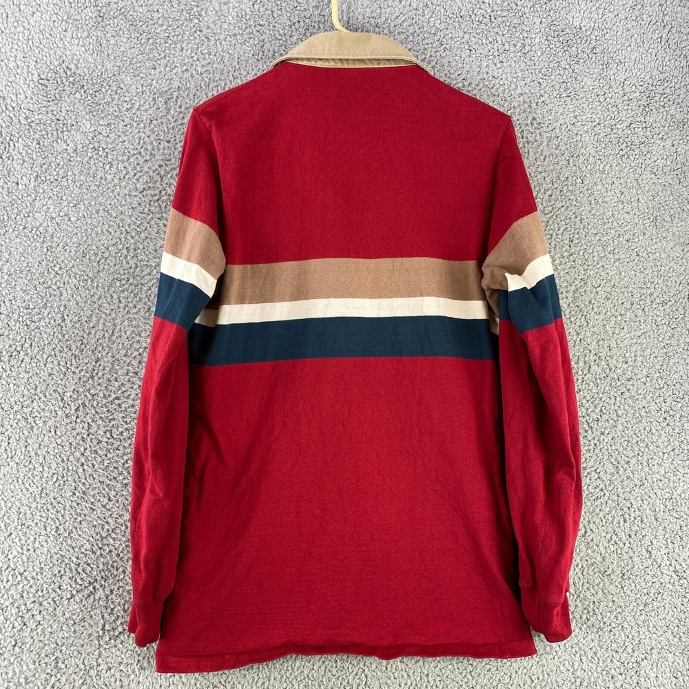 Flying Scotsman Sweater Men's M Red‎ Knit Cotton Stripes Canvas Collar USA Made